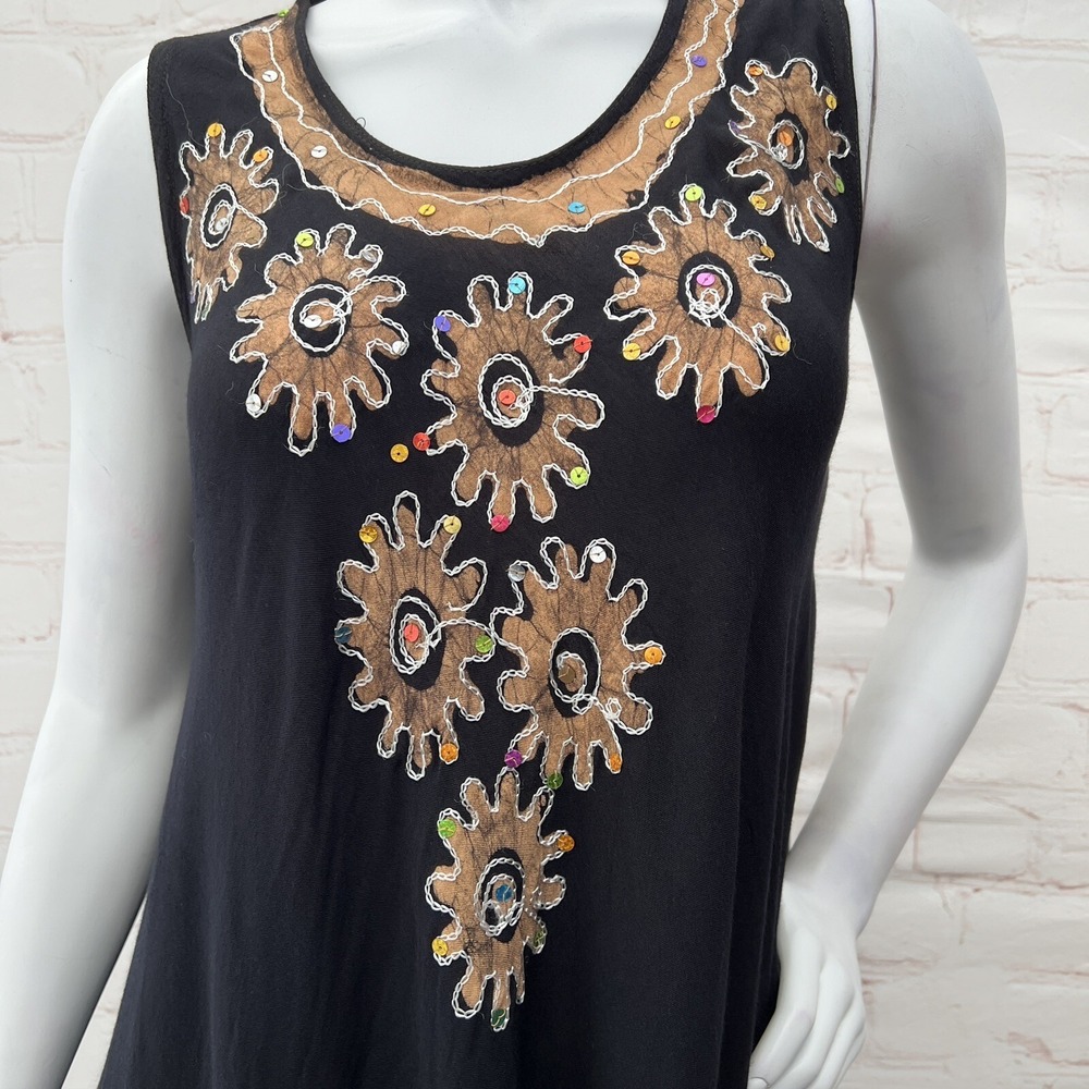 Riviera Sun Batik Embroidered Dress Sundresses for Women Black/Beige Size M - Picture 7 of 14